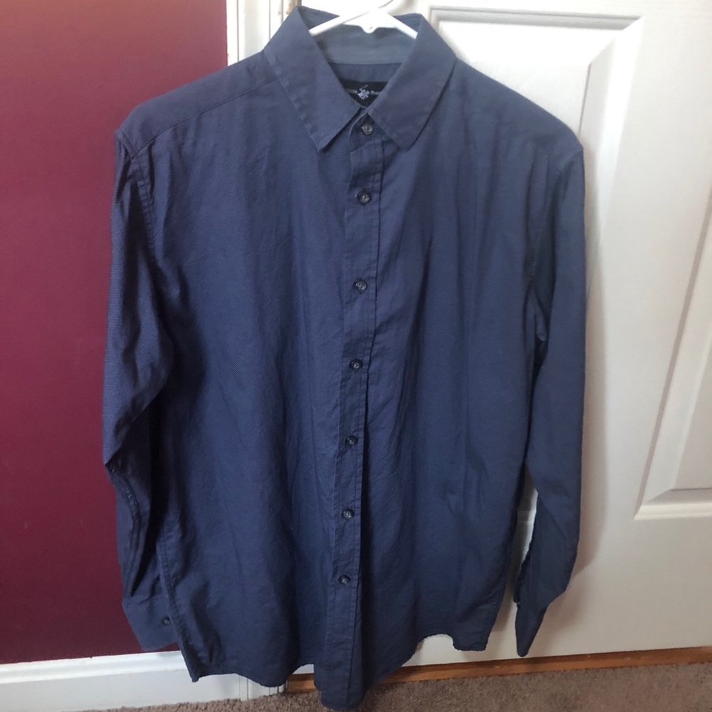 Classic Navy Blue Button Down